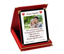 Sevgiliye Özel Kadife Kutusunda Resim ve Mesajlı Plaket