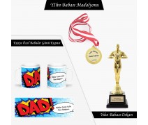 Babalar Gününe Özel Madalyon,Oscar,Kupa Bardak Seti